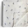 Mushie Organic Cotton Muslin Swaddle Blanket - Whales