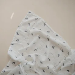 Mushie Organic Cotton Muslin Swaddle Blanket - Whales