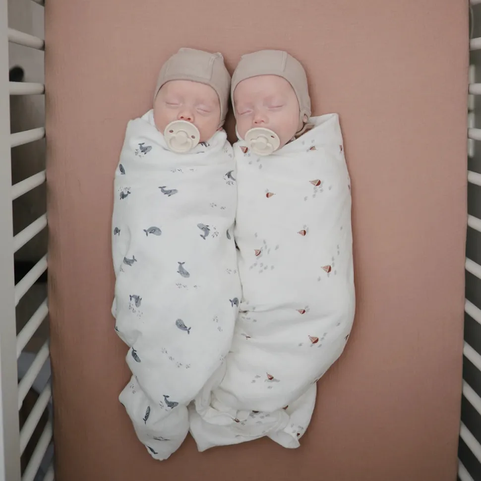 Mushie Organic Cotton Muslin Swaddle Blanket - Whales