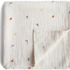Mushie Organic Cotton Muslin Swaddle Blanket - Dinosaurs