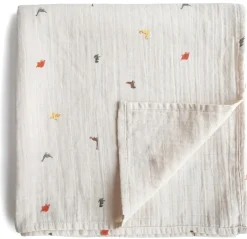 Mushie Organic Cotton Muslin Swaddle Blanket - Dinosaurs