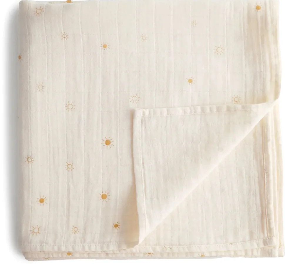 Mushie Organic Cotton Muslin Swaddle Blanket - Sun