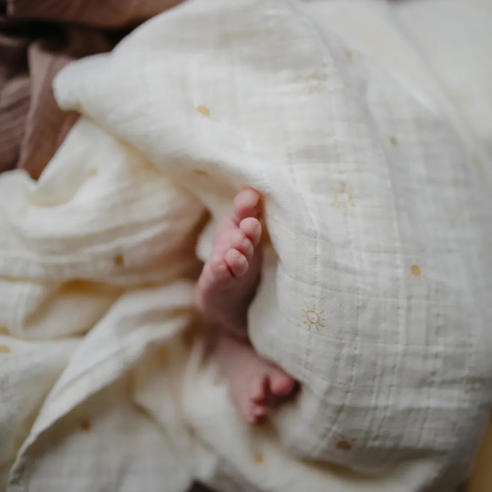 Mushie Organic Cotton Muslin Swaddle Blanket - Sun