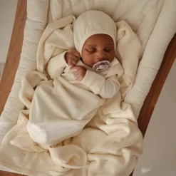 Mushie Ribbed Knotted Baby Gown - Ivory