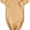 Mushie Ribbed Knotted Baby Gown - Mustard Melange