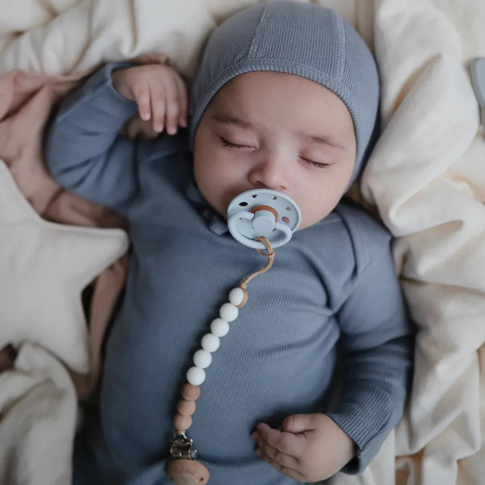 Mushie Ribbed Knotted Baby Gown - Tradewinds