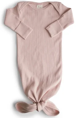 Mushie Ribbed Knotted Baby Gown - Blush