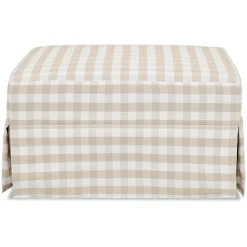 Namesake Crawford Gliding Ottoman - Tan Gingham