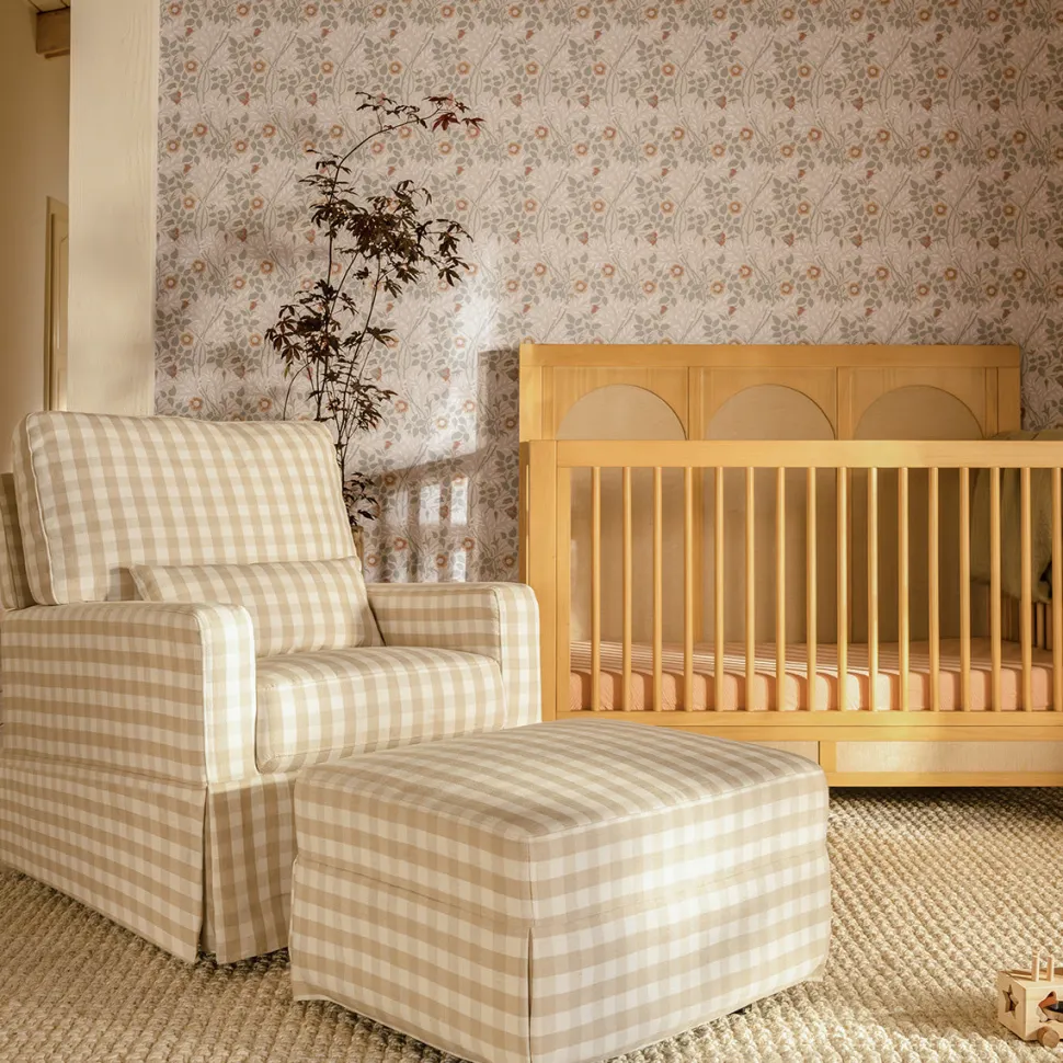 Namesake Crawford Gliding Ottoman - Tan Gingham