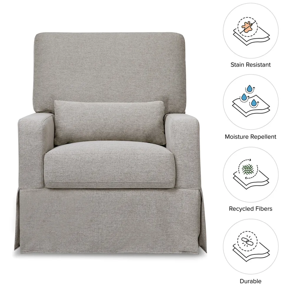 Namesake Crawford Pillowback Comfort Swivel Glider - Performance Grey Eco-Weave