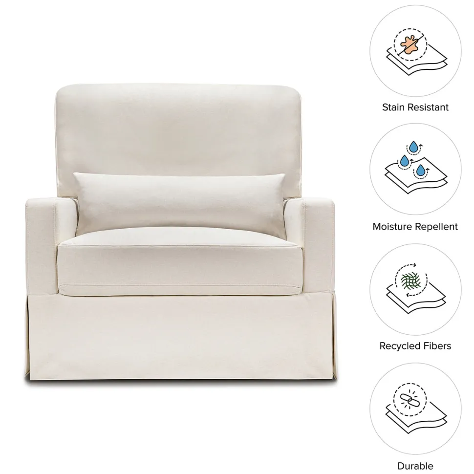 Namesake Crawford Pillowback Chair and a Half, Comfort Swivel Glider - Performance Cream Eco-Weave
