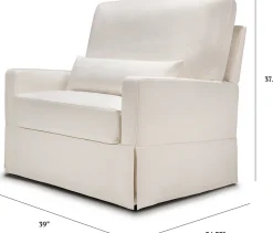 Namesake Crawford Pillowback Chair and a Half, Comfort Swivel Glider - Performance Cream Eco-Weave