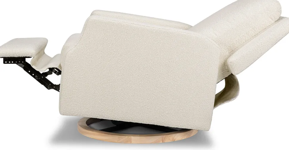 Namesake Crewe Swivel Glider Recliner - Ivory Boucle w/Light Wood Base