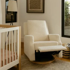 Namesake Crewe Swivel Glider Recliner - Ivory Boucle w/Light Wood Base