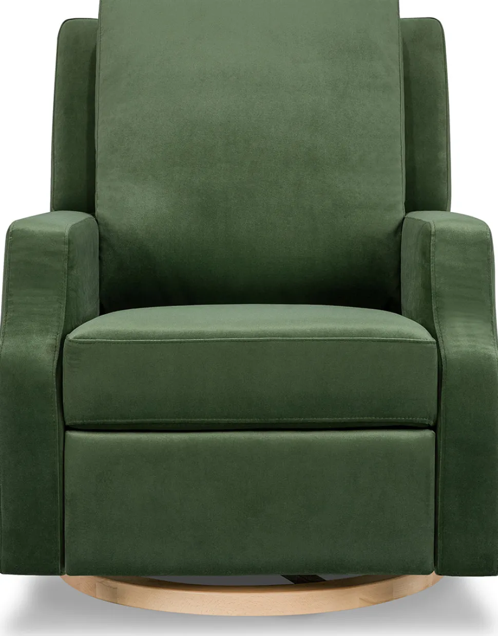 Namesake Crewe Swivel Glider Recliner - Forest Green Velvet w/Light Wood Base