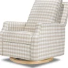 Namesake Crewe Swivel Glider Recliner - Tan Gingham w/Light Wood Base