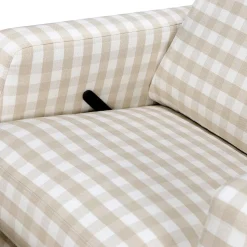 Namesake Crewe Swivel Glider Recliner - Tan Gingham w/Light Wood Base