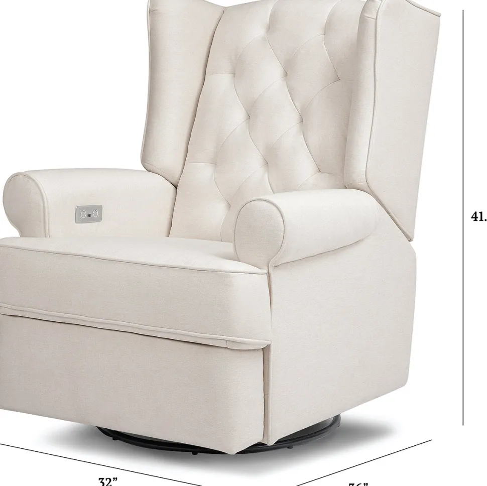 Namesake Harbour Electronic Swivel Glider Recliner w/USB - Performance Cream Eco-Weave