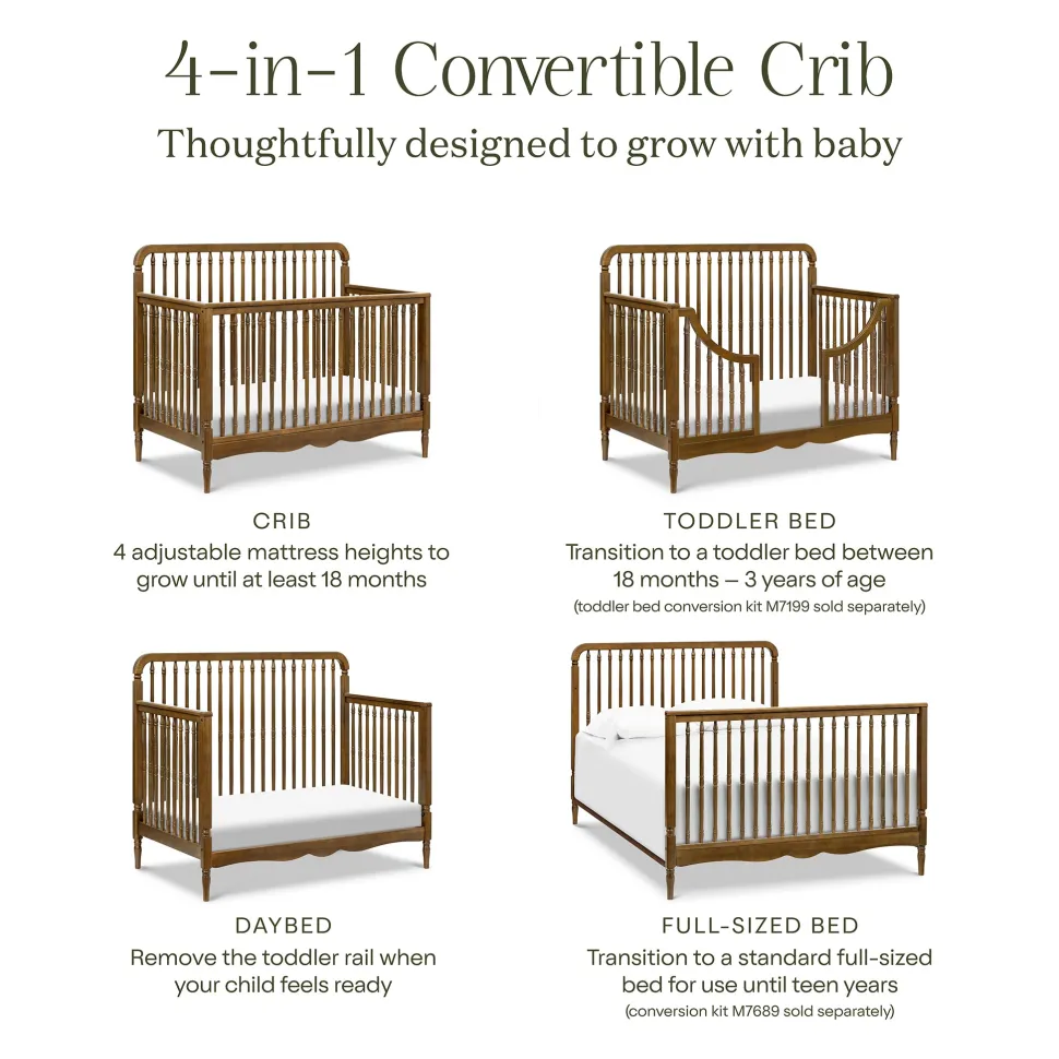 Namesake Liberty 4-in-1 Convertible Spindle Crib - Natural Walnut