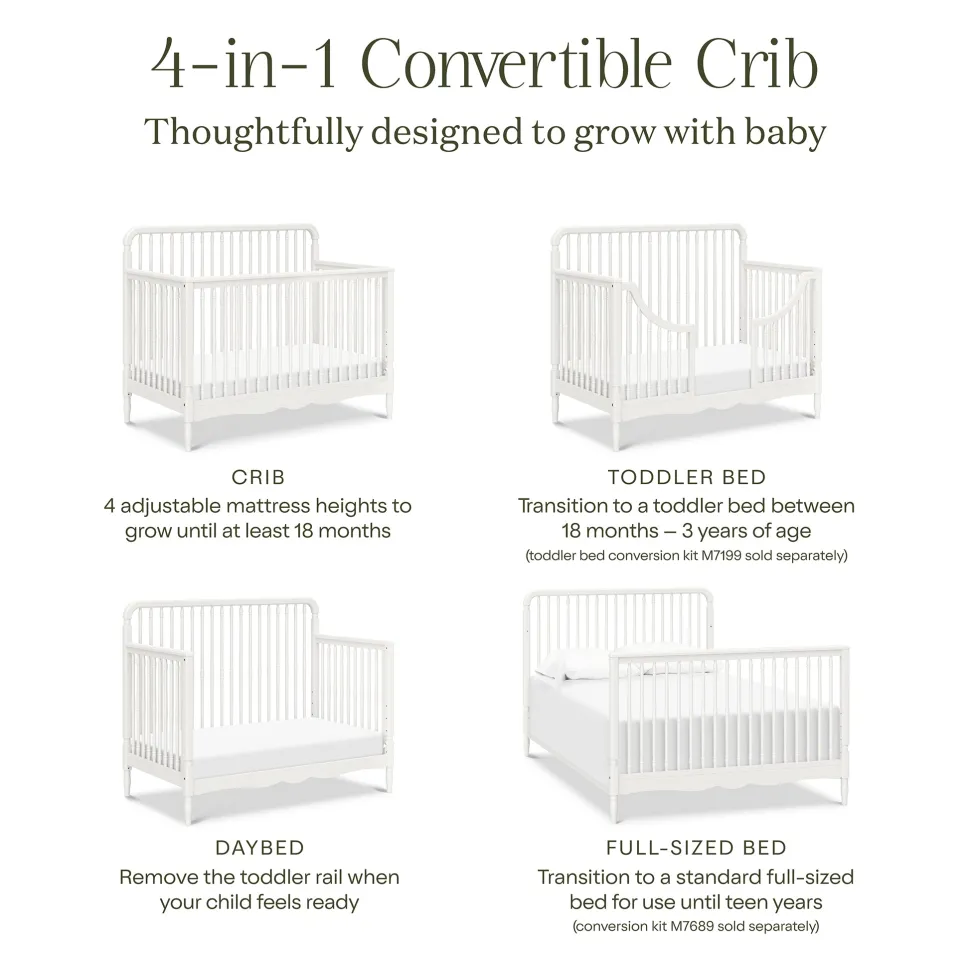 Namesake Liberty 4-in-1 Convertible Spindle Crib - Warm White