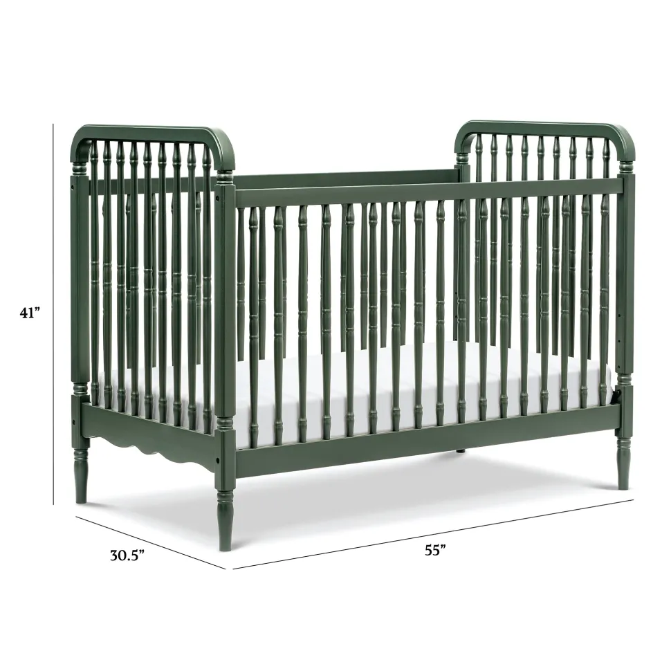 Namesake Liberty 3-in-1 Convertible Spindle Crib w/Toddler Bed Conversion Kit - Forest Green