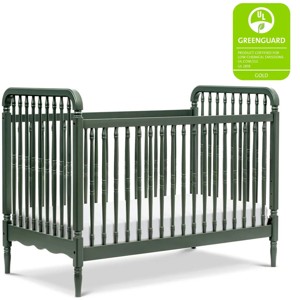 Namesake Liberty 3-in-1 Convertible Spindle Crib w/Toddler Bed Conversion Kit - Forest Green