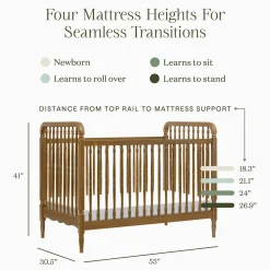 Namesake Liberty 3-in-1 Convertible Spindle Crib w/Toddler Bed Conversion Kit - Natural Walnut