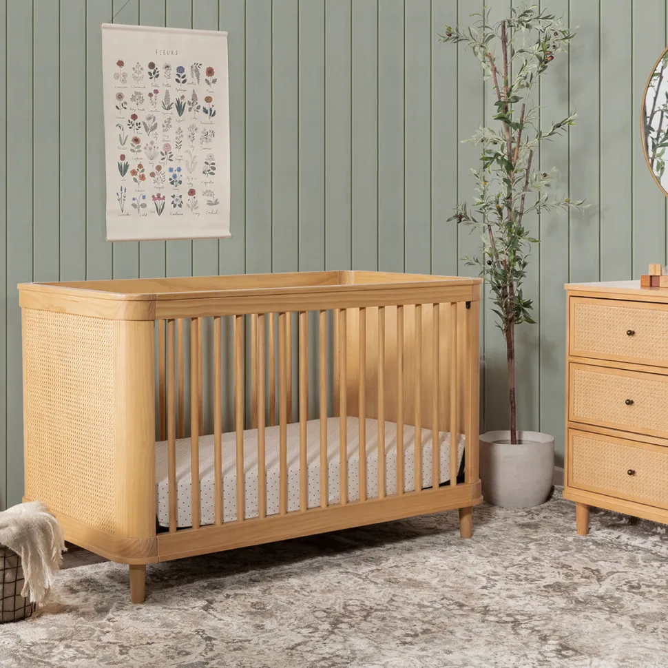 Namesake Marin w/ Cane 3-in-1 Convertible Crib - Honey / Honey Cane