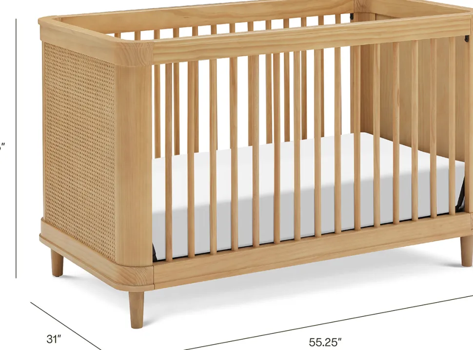Namesake Marin w/ Cane 3-in-1 Convertible Crib - Honey / Honey Cane