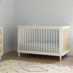 Namesake Marin w/ Cane 3-in-1 Convertible Crib - Warm White / Honey Cane