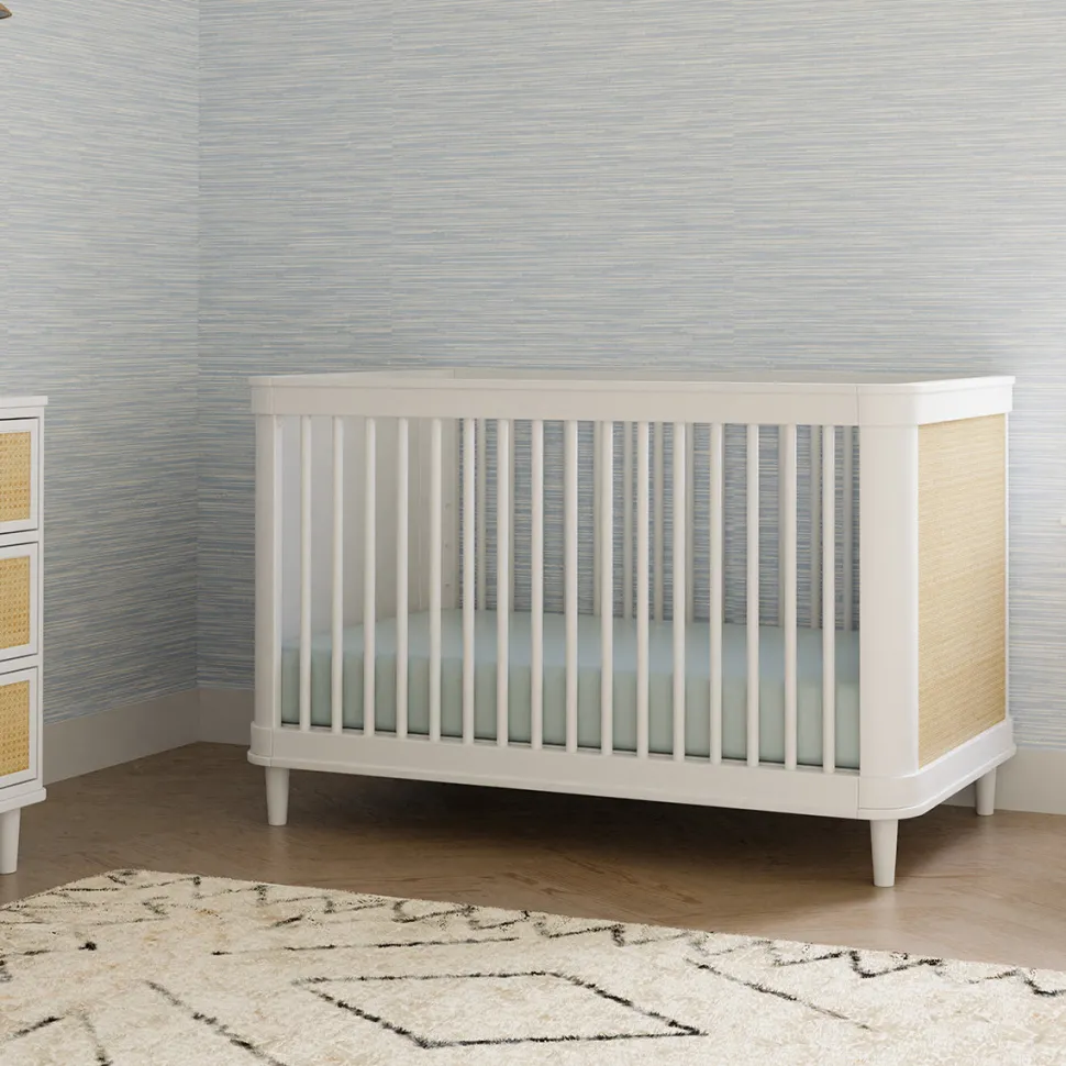 Namesake Marin w/ Cane 3-in-1 Convertible Crib - Warm White / Honey Cane
