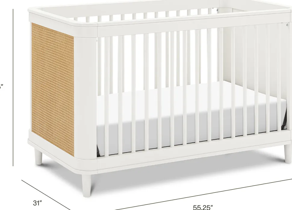Namesake Marin w/ Cane 3-in-1 Convertible Crib - Warm White / Honey Cane