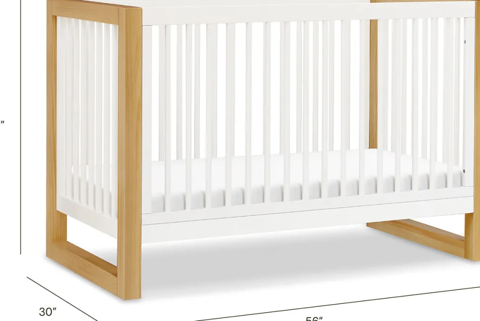 Namesake Nantucket 3-in-1 Convertible Crib w/Toddler Bed Conversion Kit - Warm White / Honey