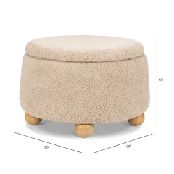 Namesake Tuffet Storage Ottoman - Chai Shearling with Honey Ball Feet