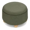Namesake Tuffet Storage Ottoman - Performance Olive Boucle with Honey Ball Feet