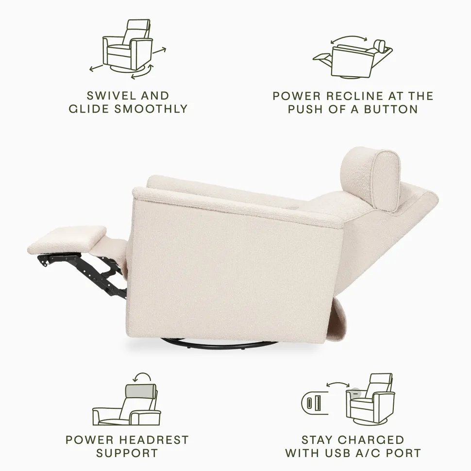 Namesake Willa Plus Electric Glider Recliner w/ Electric Headrest - Performance Ivory Boucle