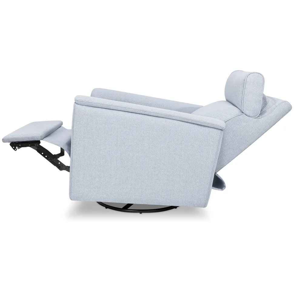 Namesake Willa Plus Electric Glider Recliner w/ Electric Headrest - Performance Blue Chambray Eco-Twill
