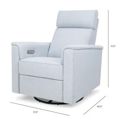 Namesake Willa Plus Electric Glider Recliner w/ Electric Headrest - Performance Blue Chambray Eco-Twill