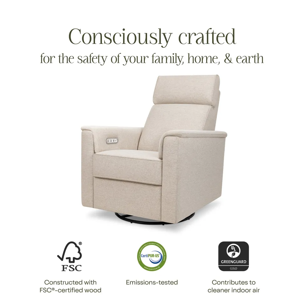 Namesake Willa Plus Electric Glider Recliner w/ Electric Headrest - Performance Beach Eco-Weave