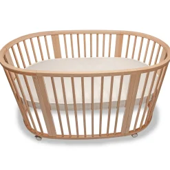 Naturepedic Organic Cotton Oval Crib Mattress with Breathable Cover for Stokke Sleepi V3