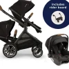 Nuna DEMI Next Double Stroller with Rider Board + PIPA urbn Travel System Bundle - Caviar