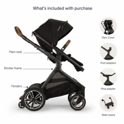 Nuna DEMI Next Stroller with Rider Board + PIPA urbn Travel System - Caviar