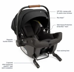 Nuna DEMI Next Stroller with Rider Board + PIPA urbn Travel System - Caviar