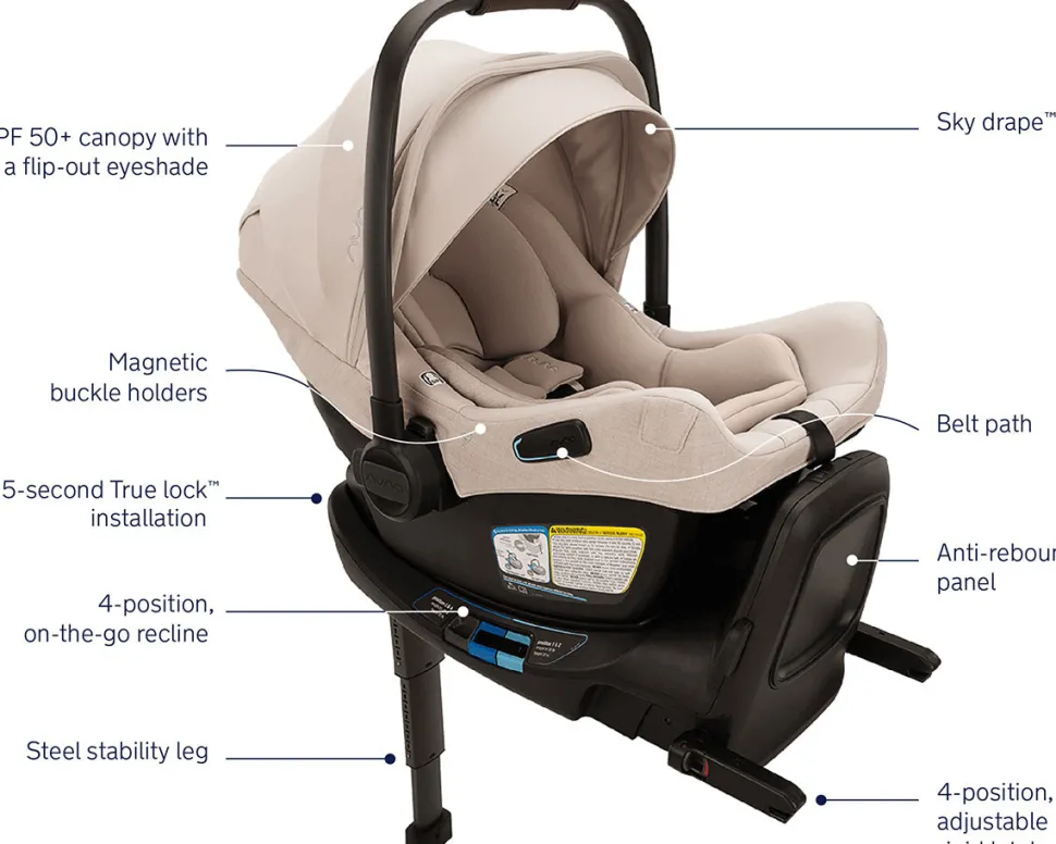 Nuna MIXX Next with Magnetic Buckle + PIPA Aire RX Travel System Bundle - Biscotti / Biscotti