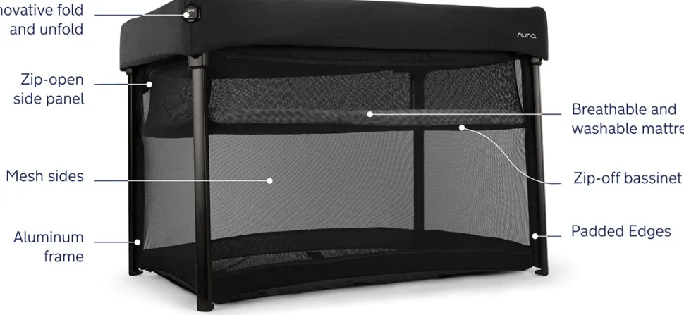 Nuna PAAL Travel Cot + Playard - Caviar