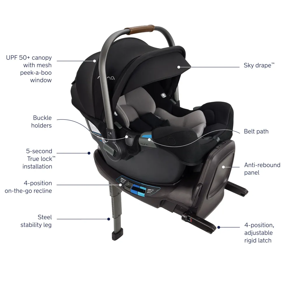 Nuna PIPA RX Infant Car Seat + RELX Base with Load Leg - Caviar