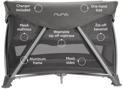 Nuna SENA Aire Playard with Zip-Off Bassinet + Changer (One Box) - Granite