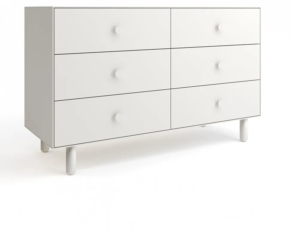 Oeuf 6 Drawer Dresser - Fawn - White