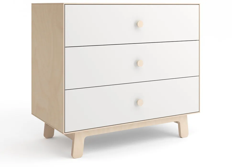 Oeuf 3 Drawer Dresser - Sparrow - White/Birch