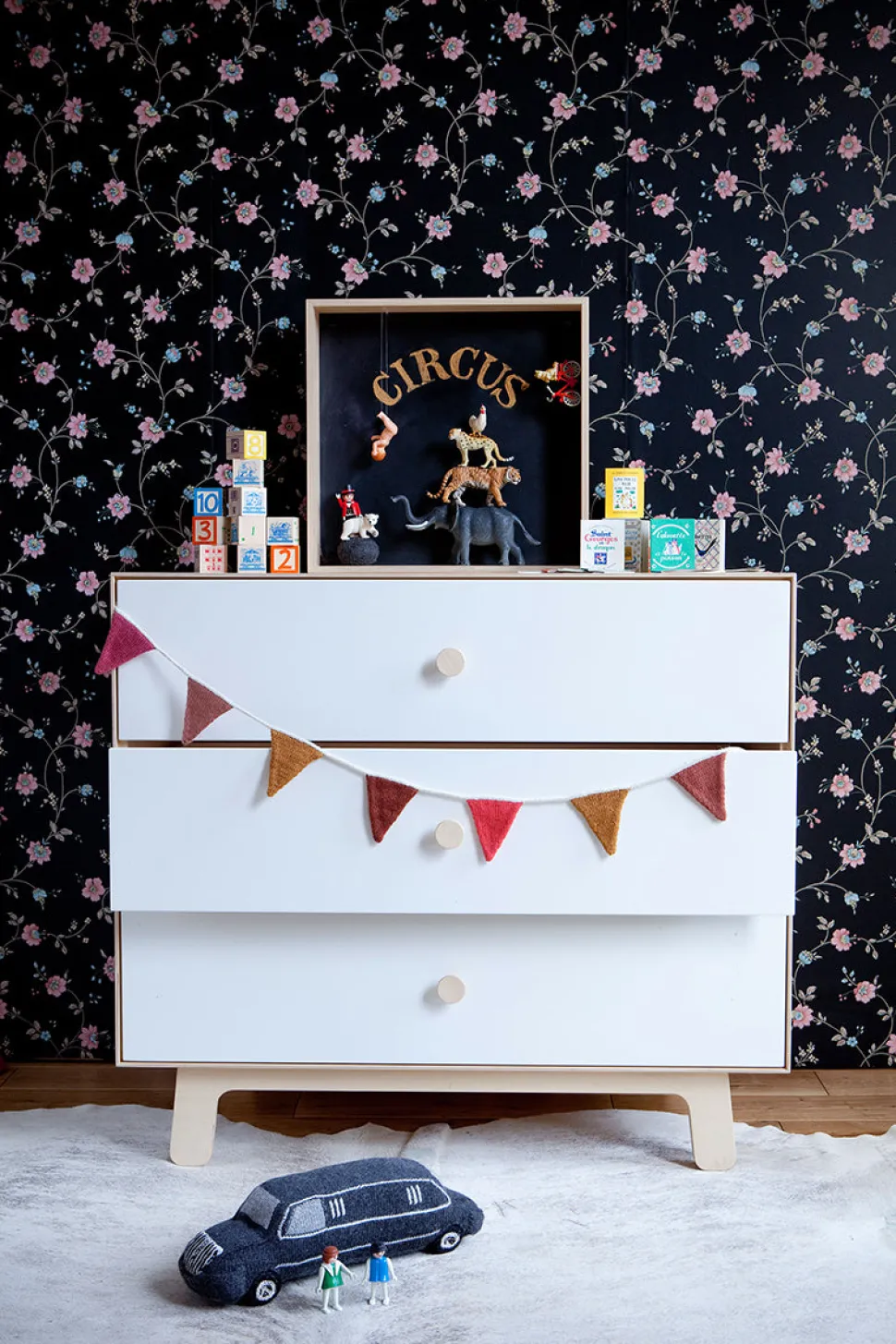 Oeuf 3 Drawer Dresser - Sparrow - White/Birch